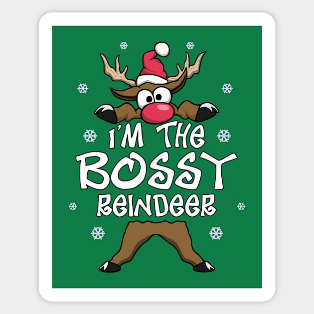 I’m The Bossy Reindeer Family Matching Christmas Pajamas Sticker by FrontalLobe